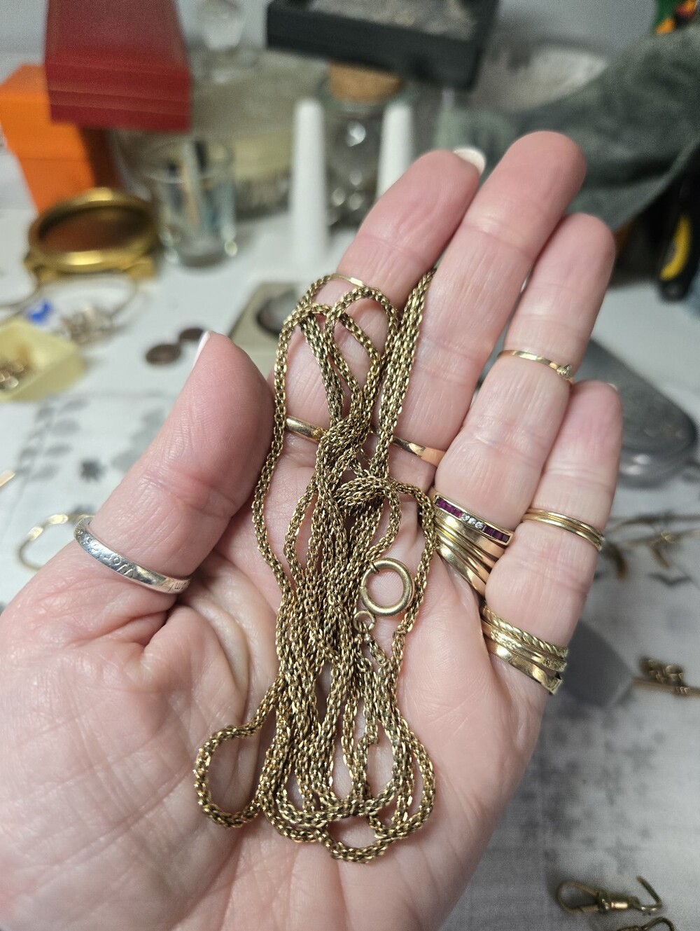 Vintage Gold Filled Rope Watch Chain Necklace - Classic Women's Jewelry